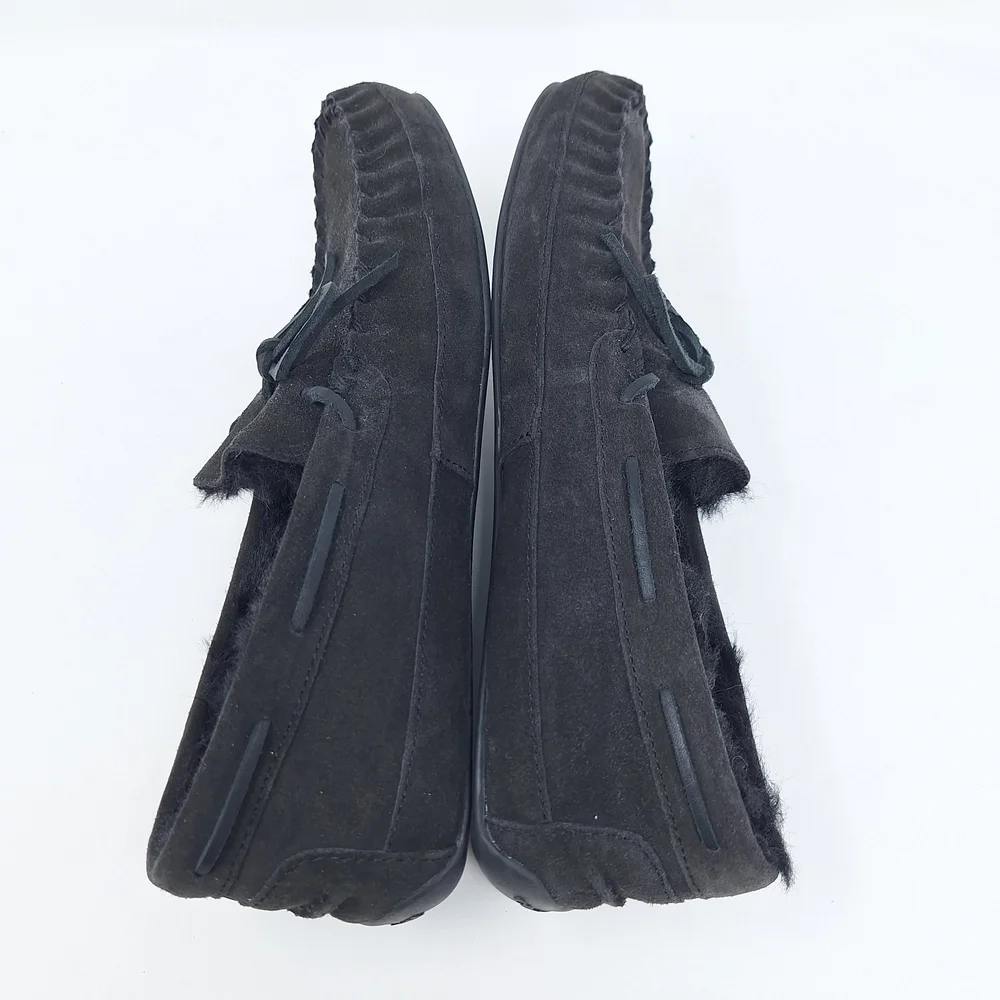 Coach Black Suede Faux Fur Lined Slippers